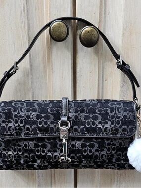 Coach Black & Gray Signature Jacquard Shoulder Bag